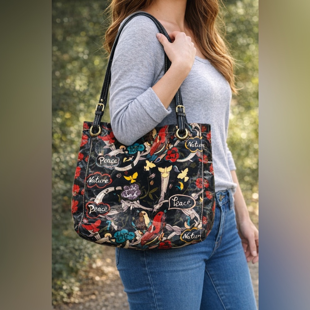 Sakroots By The Sak Artist Circle
Black Peace Boho Print Tote Bag Coated Canvas